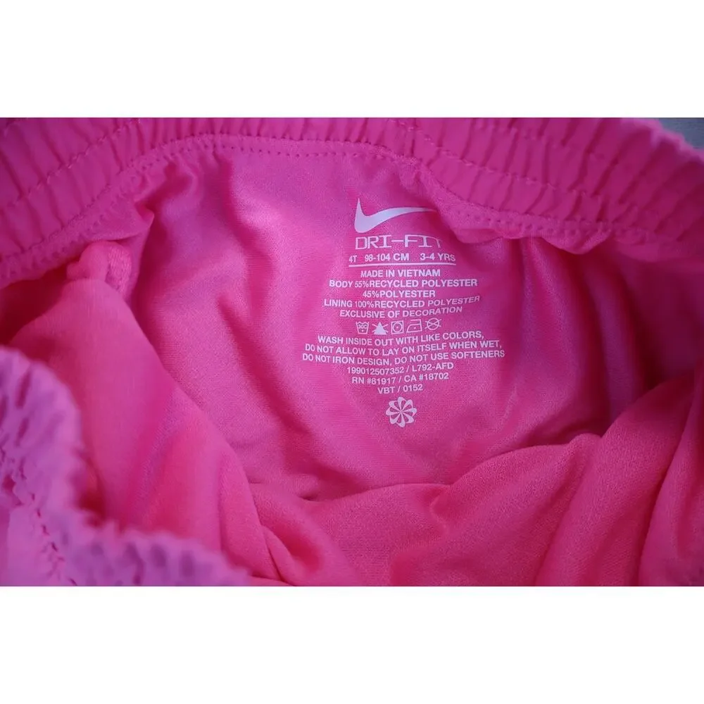 NEW Nike Girls Toddler Dri Fit Pink Glow Woven Athletic Shorts Size 4T